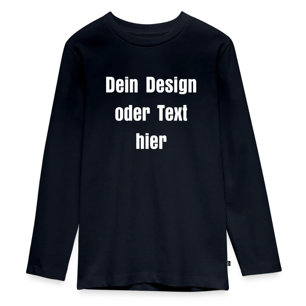 Teenager Premium Langarmshirt - personalisierbare Vorder- und Rückseite - Navy