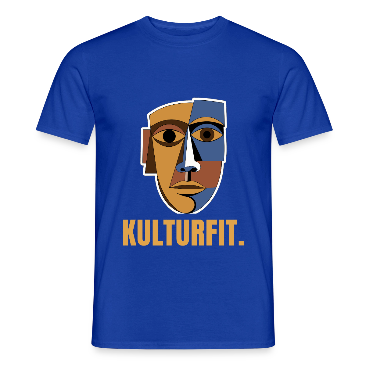 Kulturfit. Kubismus-Motiv Motiv-T-Shirt für Männer, Farbe Dunkelblau