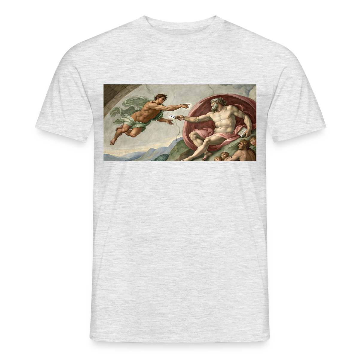Die Schnittstelle. Renaissance-Motiv Motiv-T-Shirt für Männer, Farbe Grau meliert
