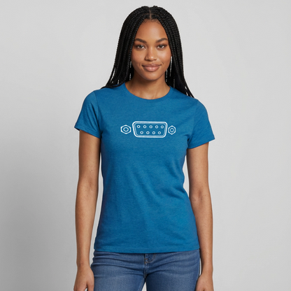 "RS-232" Motiv-T-Shirt für Frauen, Farbe Antikblaues Saphir meliert