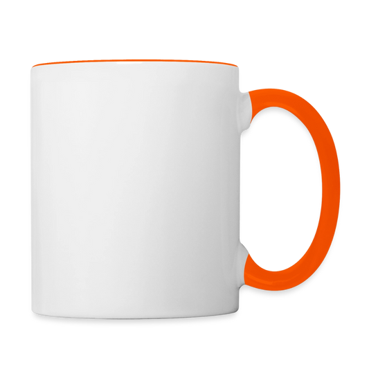 Keramiktasse zweifarbig 325ml - personalisierbar - Weiß/Orange