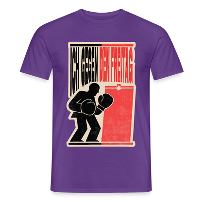 "Ich gegen den Freitag. Boxplakat-Motiv" Motiv-T-Shirt für Männer, Farbe Lila