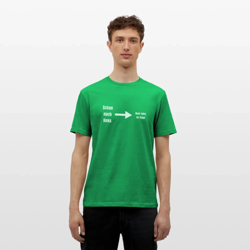 "Schau nach links" Motiv-T-Shirt für Männer - Kelly Green