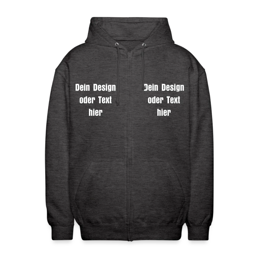 Unisex Kapuzenjacke - personalisierbare Vorder- und Rückseite - Anthrazit