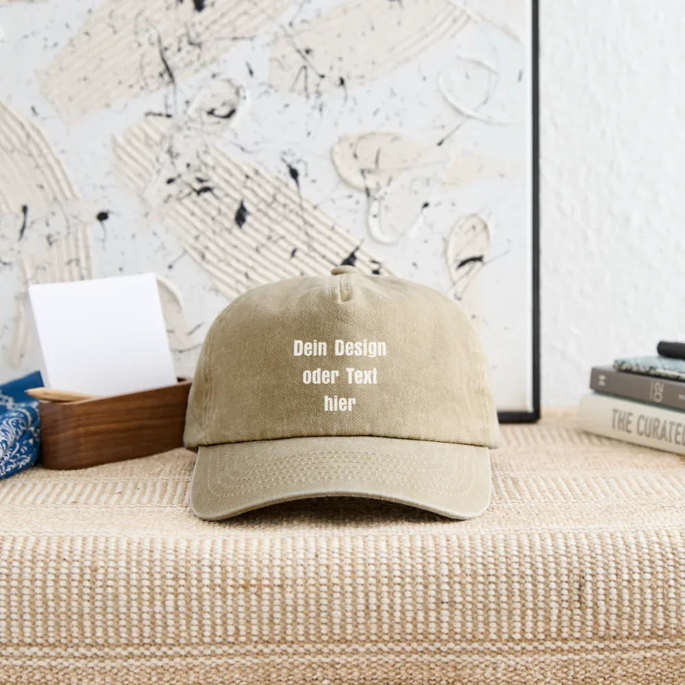 Vintage Dad Hat / Baseball Cap (100% Baumwolle) – personalisierbar - Vintage Beige