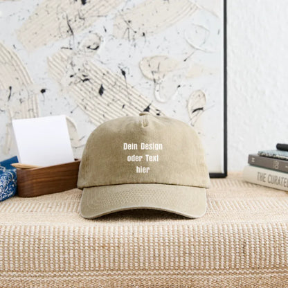 Vintage Dad Hat / Baseball Cap (100% Baumwolle) – personalisierbar - Vintage Beige