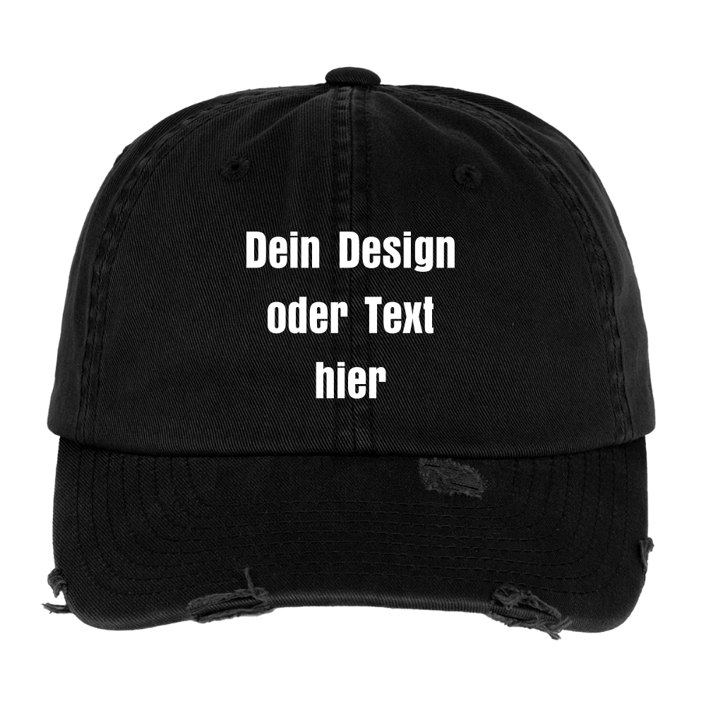 Low Profile Destroyed Cap - personalisierbar - Schwarz