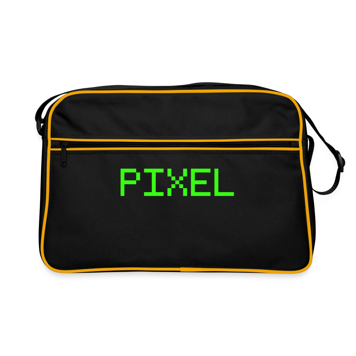 Pixel. Phosphor-Motiv Motiv-Retro-Tasche, Farbe Schwarz/Gold
