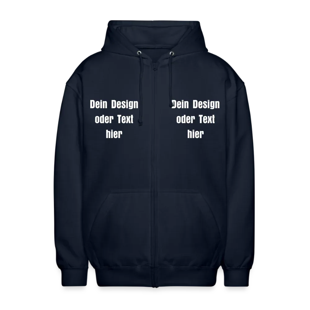 Unisex Kapuzenjacke - personalisierbare Vorder- und Rückseite - Navy