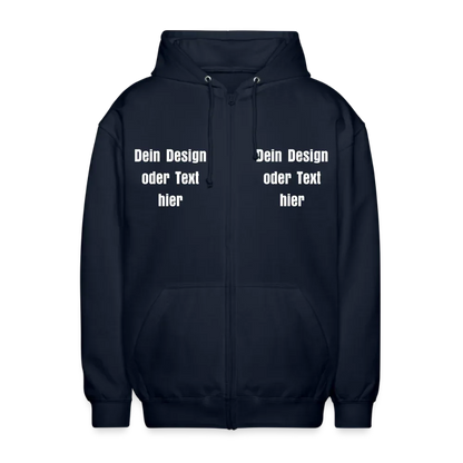 Unisex Kapuzenjacke - personalisierbare Vorder- und Rückseite - Navy