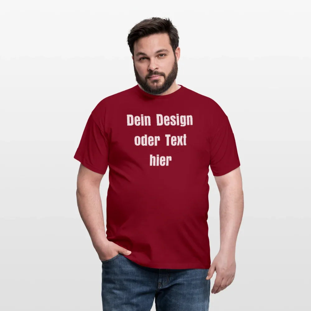 Männer T-Shirt - personalisierbare Vorder- und Rückseite - Ziegelrot