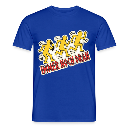 Immer noch dran. Pop-Art-Motiv Motiv-T-Shirt für Männer, Farbe Dunkelblau