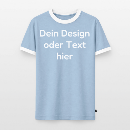 Männer Kontrast-T-Shirt - personalisierbare Vorder- und Rückseite - Hellblau/Weiß 