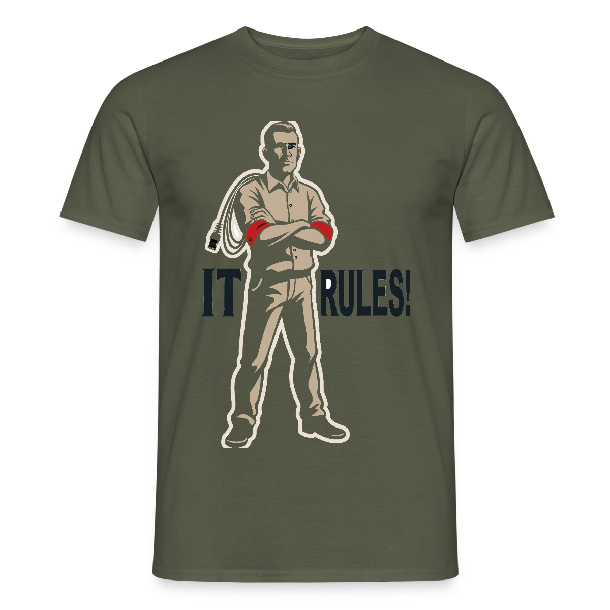 IT rules! Motiv-T-Shirt für Männer, Farbe Militärgrün