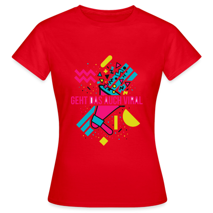 Geht das auch viral? Memphis-Motiv Motiv-T-Shirt für Frauen, Farbe Rot