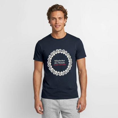"Mitarbeiter des Monats, selbst ernannt." Motiv-T-Shirt für Männer, Farbe Navy