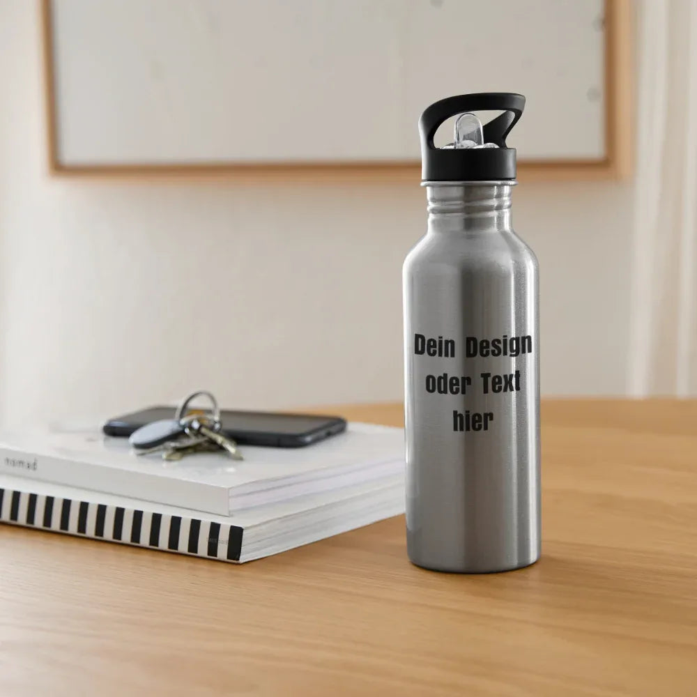 Trinkflasche Edelstahl 600 ml - personalisierbar - Lightsilver