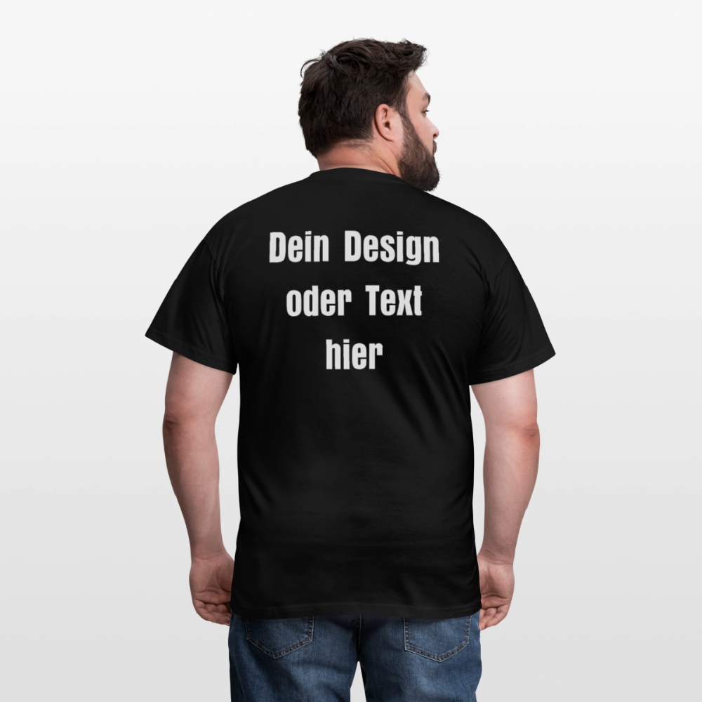 Männer T-Shirt - personalisierbare Vorder- und Rückseite - Schwarz