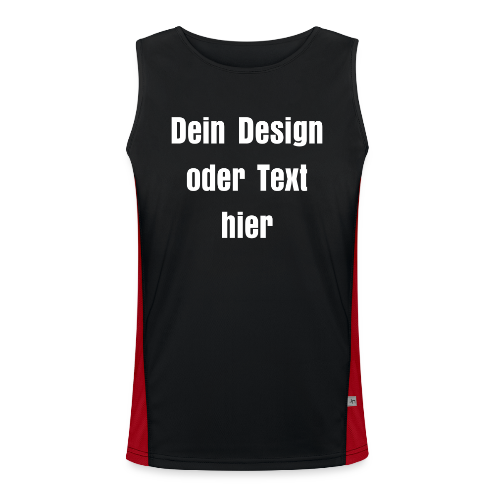 Funktionelles Kontrast-Tank Top für Männer  - personalisierbare Vorder- und Rückseite - Schwarz/Rot