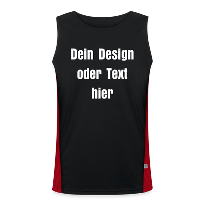 Funktionelles Kontrast-Tank Top für Männer  - personalisierbare Vorder- und Rückseite - Schwarz/Rot