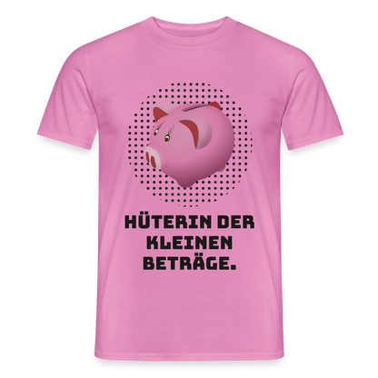 "Hüterin der kleinen Beträge." Motiv-T-Shirt für Männer, Farbe Pink