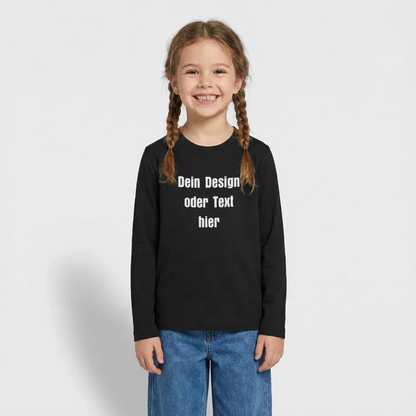 Teenager Premium Langarmshirt - personalisierbare Vorder- und Rückseite - Schwarz