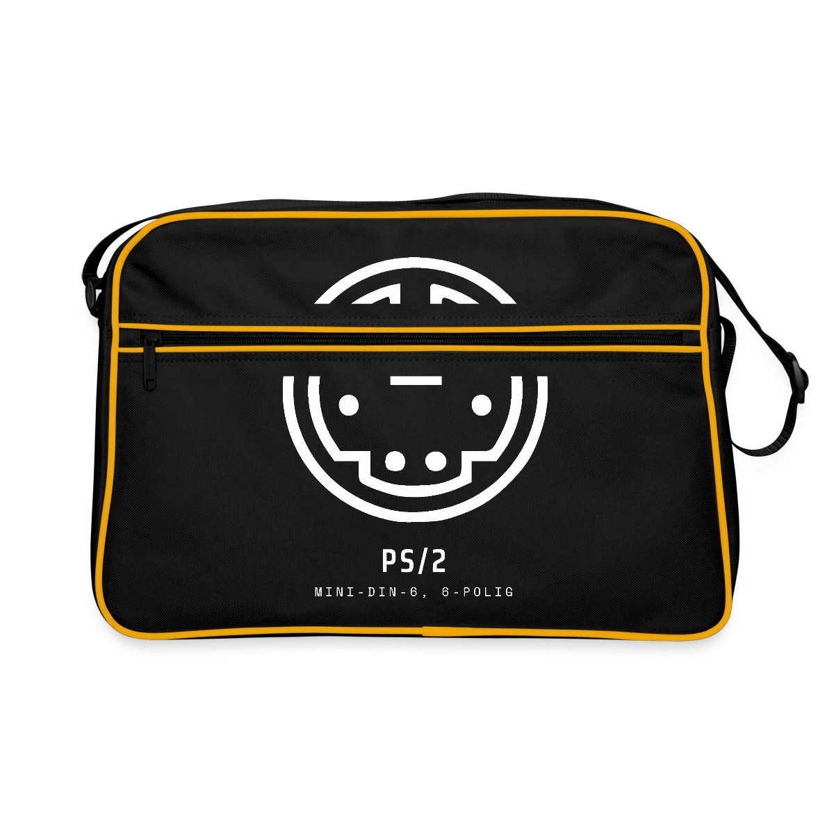 "PS/2, Mini-DIN-6" Motiv-Retro-Tasche, Farbe Schwarz/Gold