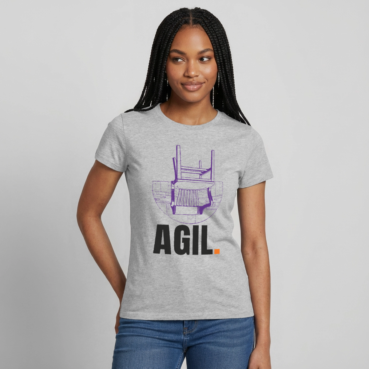 Agil. Motiv-T-Shirt für Frauen, Farbe Grau meliert, Model
