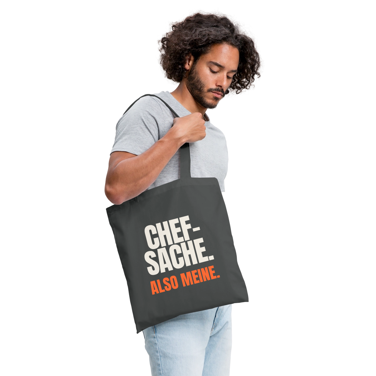 "Chefsache. Also meine." Stoffbeutel, Farbe Graphite