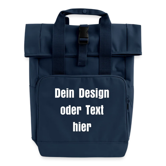 Rolltop Rucksack mit zwei Griffen - personalisierbar - Navy