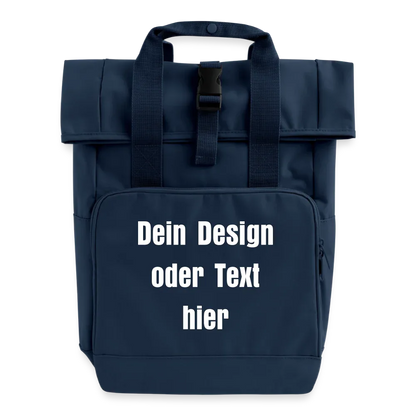 Rolltop Rucksack mit zwei Griffen - personalisierbar - Navy