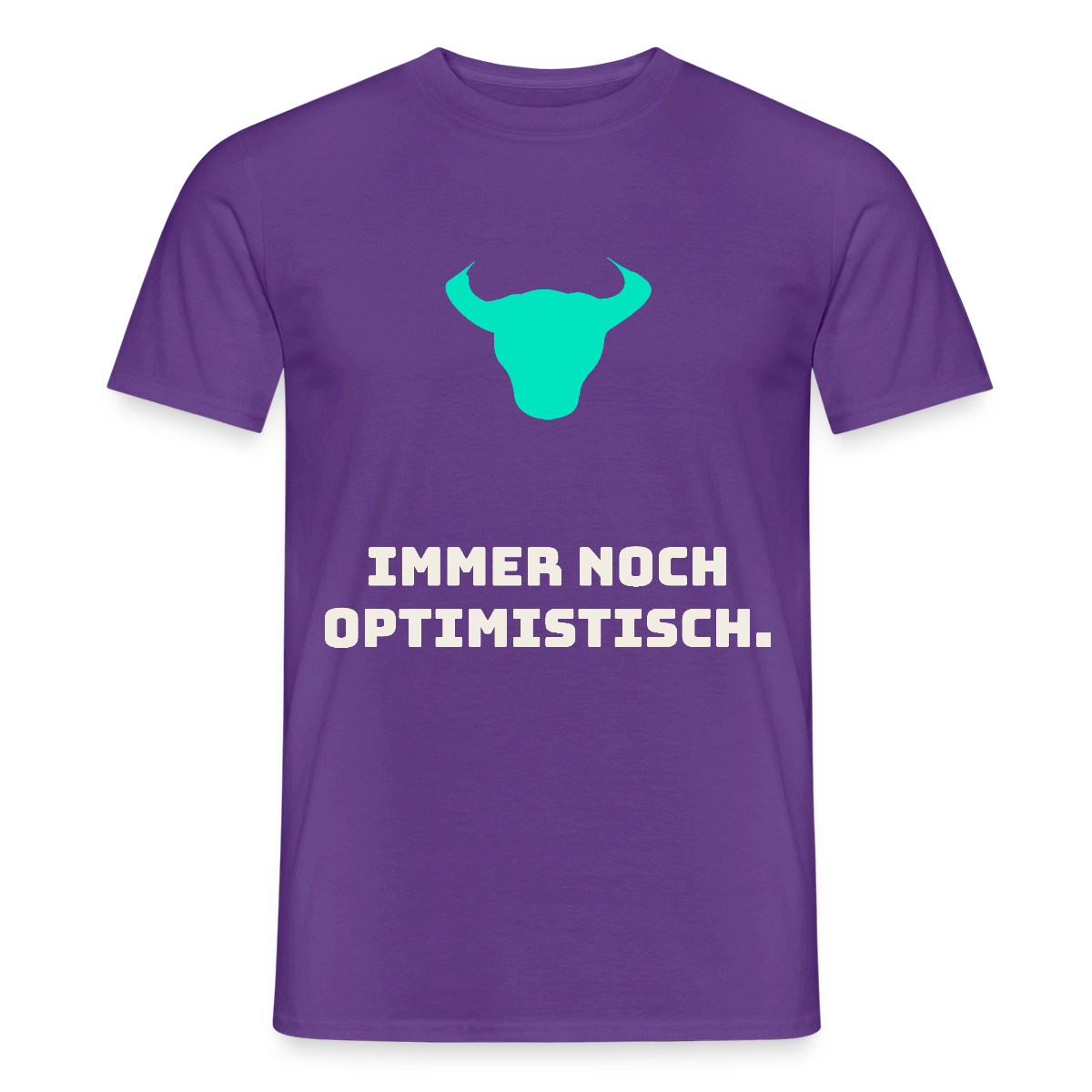 Immer noch optimistisch. Motiv-T-Shirt für Männer, Farbe Lila