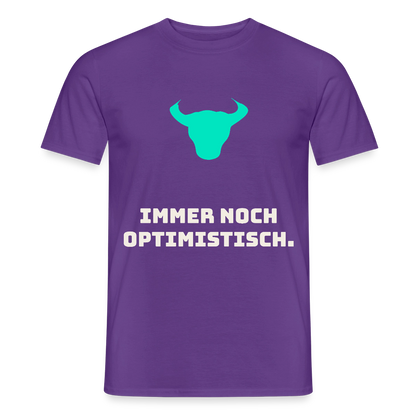 Immer noch optimistisch. Motiv-T-Shirt für Männer, Farbe Lila
