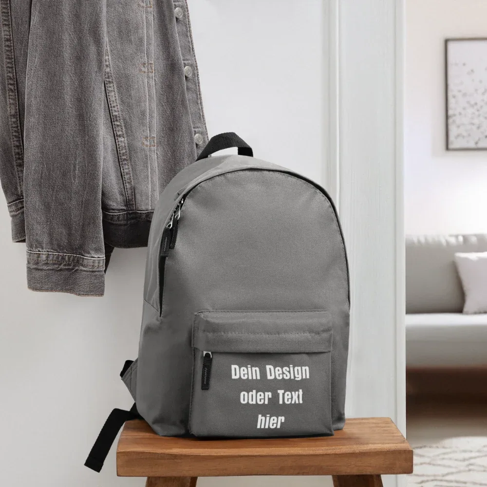 Klassischer Rucksack - personalisierbar - Mittelgrau