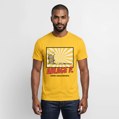 "Ablage P. Gern geschehen. Comic-Motiv" Motiv-T-Shirt für Männer, Farbe Gelb