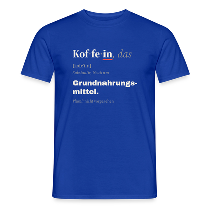 "Koffein, das: Grundnahrungsmittel." Motiv-T-Shirt für Männer, Farbe Dunkelblau