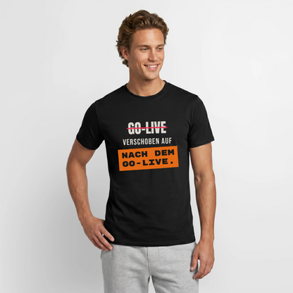 "Go-Live verschoben auf nach dem Go-Live." Motiv-T-Shirt für Männer, Farbe Schwarz, Model