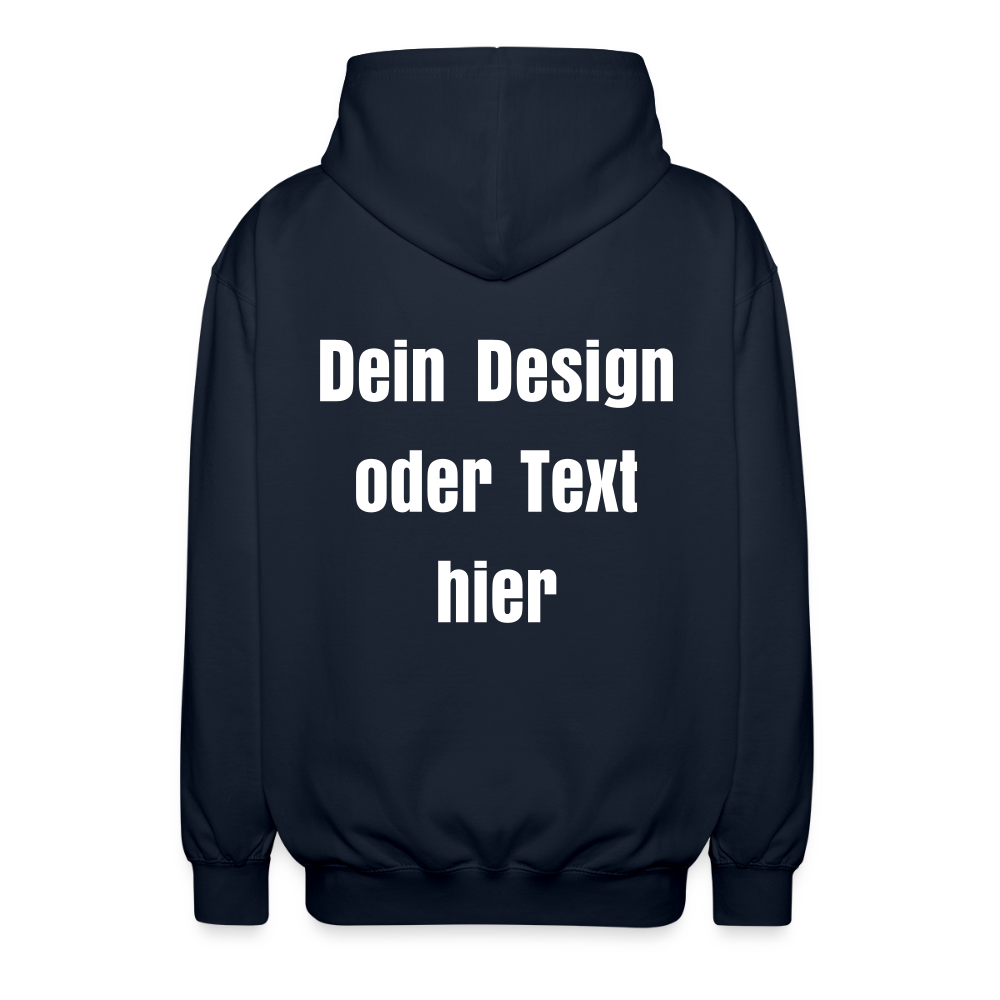 Unisex Kapuzenjacke - personalisierbare Vorder- und Rückseite - Navy