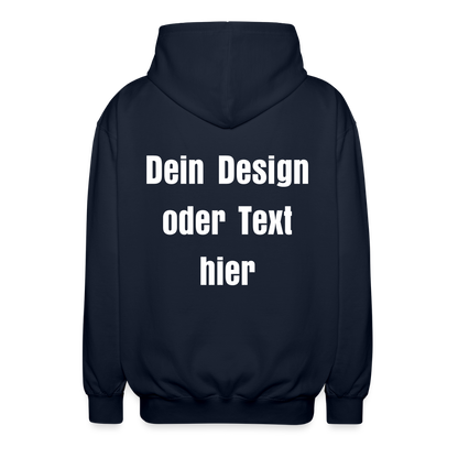 Unisex Kapuzenjacke - personalisierbare Vorder- und Rückseite - Navy