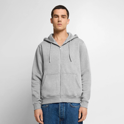 Männer Premium Kapuzenjacke - personalisierbare Vorder- und Rückseite - Grau meliert