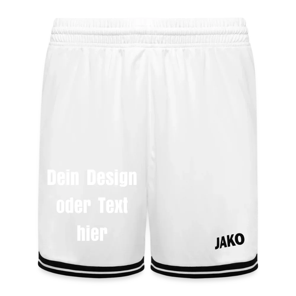 JAKO Kinder Basketball Short Center 2.0 - personalisierbar - Weiß/Schwarz