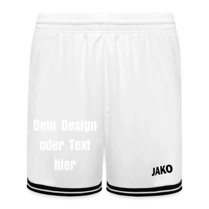 JAKO Kinder Basketball Short Center 2.0 - personalisierbar - Weiß/Schwarz