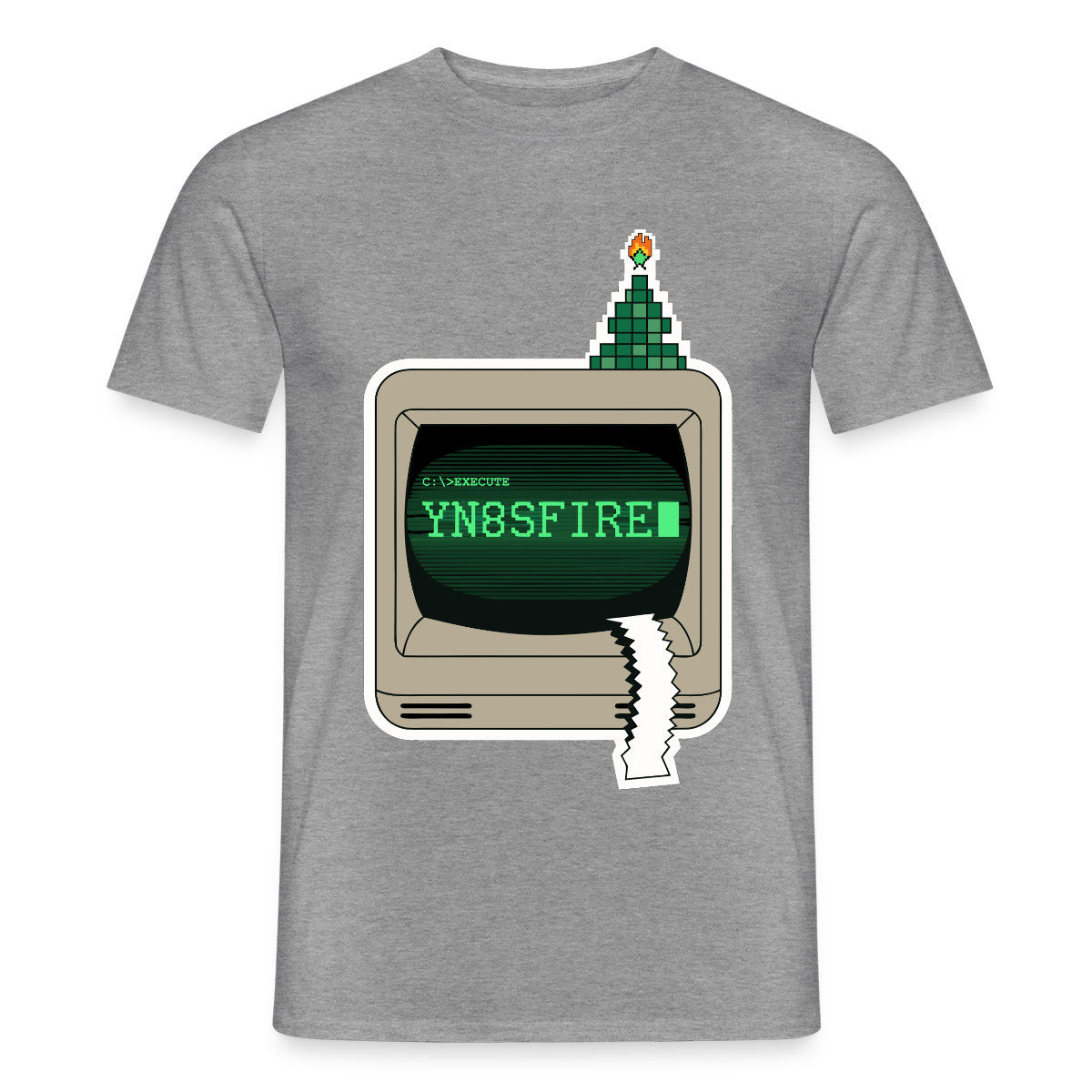 YN8SFIRE Motiv-T-Shirt für Männer, Farbe Graphit meliert