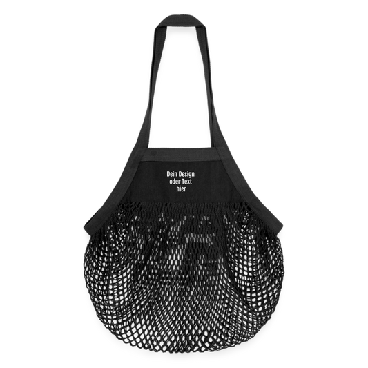 Organic Mesh-Einkaufstasche - personalisierbar - Schwarz