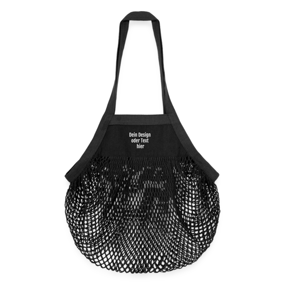 Organic Mesh-Einkaufstasche - personalisierbar - Schwarz