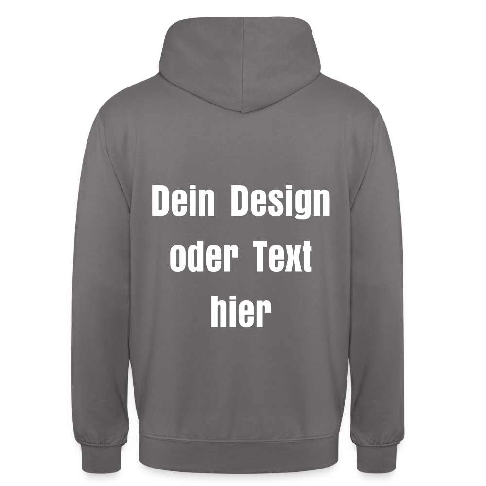 Unisex Hoodie - personalisierbare Vorder- und Rückseite - Mittelgrau