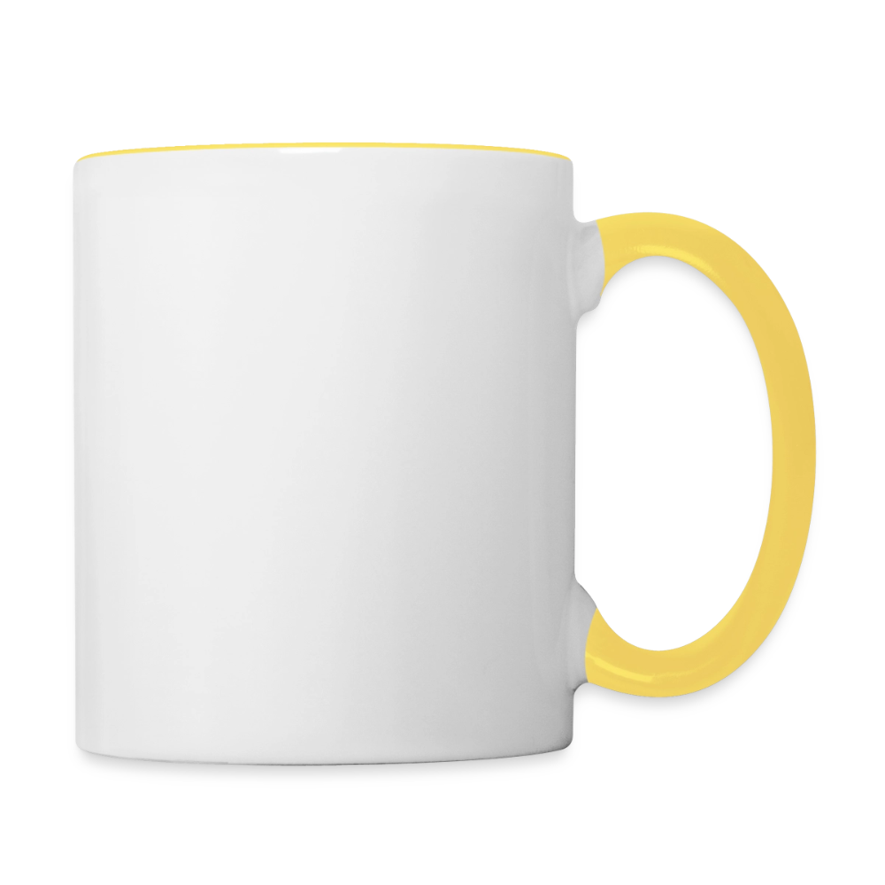 Keramiktasse zweifarbig 325ml - personalisierbar - Weiß/Gelb