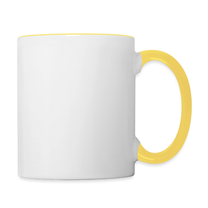 Keramiktasse zweifarbig 325ml - personalisierbar - Weiß/Gelb