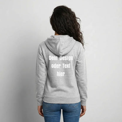 Unisex Kapuzenjacke - personalisierbare Vorder- und Rückseite - Hellgrau meliert