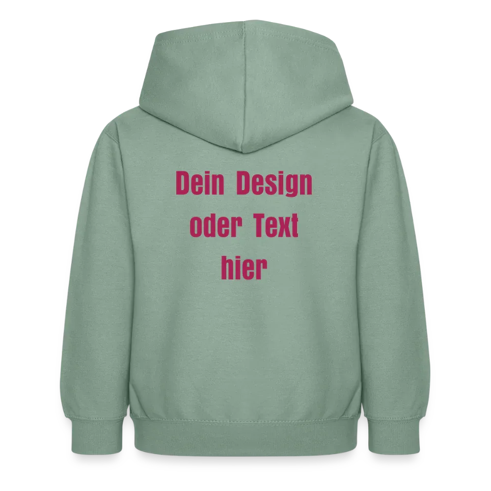 Kinder Hoodie - personalisierbare Vorder- und Rückseite - Graugrün